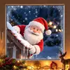 Adesivos Estáticos Divertidos de Natal para Janelas com Padrões do Papai Noel Subindo no Telhado e Cena de Neve de Inverno para Decoração de Janelas de Vidro e Portas de Armário