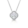 Tiktok Xiaohongshu Más Vendido Gema de Color Corte Flor de Hielo Colgante Trébol de Cuatro Hojas Moda Simple Colgante de Diamante de Alto Carbono Transmisión en Vivo Dropshipping