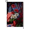 Nova Bandeira de Jardim Temu para o Dia da Independência Americana Bandeira de Pendurar Dupla Face em Linho Decoração de Pátio Bandeira de Cena para Festa de Feriado