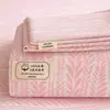 100% Algodón Puro Algodón Grueso Sábana Individual, Funda de Edredón Individual para Primavera/Verano, Funda de Almohada, Cubre Cama Engrosado, Juego de Tres Piezas, Sábana Ajustable 4