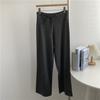 Calça Comprida Modal de Cintura Alta com Cordão, Preguiçosa e Relaxada, para Mulheres, Calça Cinza Longa de Pierna Reta, Emagrecedora, Comprimento até o Chão para Mulheres