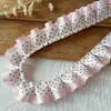 Acessórios de Renda Plissada com Bolinhas Pretas e Rosas de Camada Dupla Material DIY Feito à Mão Tábua de Pintura Fita Acessórios de Cabelo Material para Caderno Decorativo