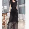 23329 Da Ai Mei Yi Yuan 2026 Novo Estilo Verão Estilo Francês Deslumbrante Vestido com Babados Estilo Férias Vestido Longo Feminino