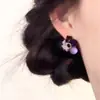 Pendientes de Pétalo de Cristal Morado para Mujer en Otoño, Diseño de Nicho Popular, Pendientes de Lujo Ligero de Gama Alta, Pendientes