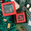 Caixa de presente de Natal com visor em estoque, caixa quadrada de tampa e base para fruta da paz, caixa de presente de doces de véspera de Natal, atacado do fabricante