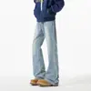 Calça Jeans Azul Simples Masculina Tendência para o Trabalho High Street Solta Confortável Versátil Casual Relaxada Emagrecedora Longa