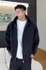 Cardigan com capuz preto americano de peso pesado com zíper duplo para homens jaqueta marca moderna toque de alta qualidade moletom com capuz
