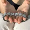 Pulsera de Diamantes de Azúcar Helado de Lujo Ligero Europeo y Americano, Pulsera Hip-Hop de Diseño de Nicho de Moda para Hombres, Joyería de Pulsera Simple y Versátil