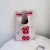 Bolsa de tricô bolsa de presente bolsa de presente atacado bolsa tote bolsa de lã lancheira bolsa portátil flores ins estilo fofo