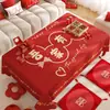 Mantel rojo para mesa de centro de boda con caracteres festivos de "doble felicidad", tapete protector para compromiso y recién casados, mantel ambiental para sala de estar de boda