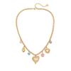 [Ice Moe] Colar Dopamina Flor Turquesa Amor Colar de Aço Inoxidável Arco Cruzado N1485