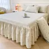 Faldón de Cama de Gasa de Doble Capa Engrosado Pieza Única Universal para Todas las Estaciones No es Sábana de Cama 100% Algodón Puro con Dobladillo Fruncido Cubierta Inferior fea Cubierta de Faldón de Cama