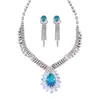 Brincos Anel Oval de Zircônia Colar Feminino Personalizado Exquisito Moda Corrente Clavícula Conjunto de Joias de Luxo Leve Alto Padrão