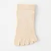 Calcetines de Cinco Dedos para Mujer, Transpirables y Absorbentes del Sudor, Calcetines Cortos Finos de Verano, Calcetines de Dedos Separados, Color Sólido, Algodón Puro, Simples y Versátiles, Sin Olor