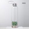 Vaso de Agua Energético de Grava de Cristal Natural Tapa de Acero Inoxidable 304 Botella de Agua con Partición de Boca Pequeña Vidrio para Spa Transfronterizo