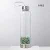 Venda direta da fábrica cascalho de cristal natural copo de energia de borossilicato alto copo em camadas de cristal de aço inoxidável com corda de elevação copo de saúde