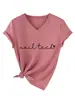 Técnico de uñas Tienda independiente de Amazon Wish camiseta sencilla y cómoda de mujer con cuello en V y manga corta, adecuada para usar en capas, para exportación y ventas transfronterizas