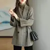 Abrigo de Lana para Mujer 2025 Invierno Nueva Moda Estilo Coreano Corte Holgado Adelgazante Versátil Elegante Abrigo de Lana Básico Versátil