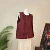 [Li] Nuevo chaleco bordado estilo chino, colección otoño 2026, cuello redondo, diseño en capas, moderno y elegante