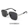 Gafas de Sol Polarizadas Retro para Hombres con Caras Grandes, Elegantes Gafas Metálicas Anti-UV de Negocios para Conducir, Gafas de Sol de Moda