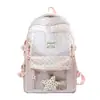 Mochila Rayada Dulce Nueva Transfronteriza Azul Claro para Estudiantes Mujeres, Bolso Escolar de Puntos, Mochila Casual de Viaje