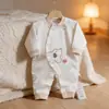 Romper Nuevo Estilo Bebé Mariposa Primavera y Otoño, Algodón y Lana, Diseño de Dibujos Animados sin Costuras, Broches Diagonales, Cuello Redondo, Traje para Gatear Bebé, Tallas 59-66 #