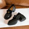 Zapatos de Cuero con Plataforma Interior Gruesa para Mujer, Mocasines Suaves de Cuero con Tacón Grueso, Zapatos Nuevos de Primavera 2025 para Bajitas con Tacón Alto