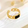 Anillo Minimalista de Acero Titanio con Goteo de Aceite para Mujer, Estilo Ins de Moda Europea y Americana, Anillo Geométrico Irregular de Acero Inoxidable Chapado en Oro de 18K Tendencia