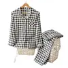 Pijama de Pareja para Hombre y Mujer, Algodón Puro, Primavera y Otoño, Manga Larga, Pantalón Largo, Cuello Solapa, Cuadros, Estilo Japonés, Conjunto de Ropa de Casa Estilo Muji