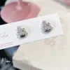 Oreja de Conejo Linda Hueso de Uña Zirconia Rosa Dulce Pequeño Acero de Titanio Hilo Clavo de Oreja Hueso de Uña Cóclea