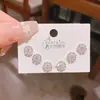 Exquisitos Pendientes de Botón Flor de Circonita Trapezoidal de Alta Calidad, Set de 6 Pendientes de Aguja de Plata Estilo Coreano para Mujer, Gama Alta