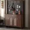 Gabinete de Zapatos Retro de Ratán Entrada de Sala de Estar Agujero Integrado Perchero Taquilla de Almacenamiento para Entrada del Hogar Tablero