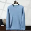 Nuevo Suéter de Cachemira de Montaña para Hombre Suéter de Cuello Redondo Otoño e Invierno Camiseta Base de Punto Holgada Interior Color Sólido talla grande Top