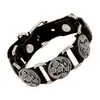 Pulsera de cuero con remaches punk europeo y americano, pulsera de cuero de vaca para hombre de aleación atmosférica no convencional retro