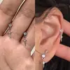 Aretes de cartílago con alas de diamante completo, cruz, tornillo, dulces, geniales, con brillo, nuevos para hombres y mujeres, aretes de aguja fina de alta gama con circonita