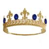 Corona de estilo barroco retro europeo y americano con punta dorada y forma negra, cristal grande, corona completa con diamantes.
