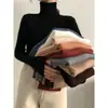 Camiseta Básica de Punto Negra de Cuello Alto para Mujer Otoño e Invierno Nuevo Ajustado Manga Larga Suéter Jersey Suave Superior de Invierno