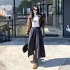 Pantalones Cortos de Lana Polar Color Café Estilo Coreano para Mujer, Novedad Otoño e Invierno 2025 Versátiles Cintura Elástica Casual Pierna Ancha