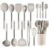 Conjunto de 15 peças de utensílios de cozinha de silicone de aço inoxidável transfronteiriço com balde de armazenamento espátula de cozinha conjunto de cozinha