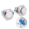 Interruptor de botón de metal impermeable de 16 mm, anillo de cabeza plana con botón de reinicio de luz, terminal de pie de tornillo de luz LED