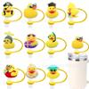 Nueva serie de pato amarillo tapa de pajita funda de pajita tapón antipolvo de silicona decoración de pajita de personalidad creativa para fiesta