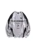 Sudadera con Hombros Caídos de Algodón-Poliéster Estilo Regular para Jóvenes, Camiseta Estampada Estilo Americano con Plata Líquida para Hombre, Jersey de Manga Larga para Otoño