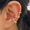 Clip para Cartílago de Oreja en Forma de C sin Perforación, Incrustado de Diamantes, Best-Seller Transfronterizo Europeo y Americano para Mujeres, Elegante y con Estilo, Compacto, Set de 3 Piezas