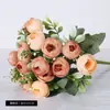 15 Flores de Camélia e Peônia, Pequeno Buquê de Peônias tipo Botão Estilo Coreano, Arranjo de Flores para Decoração de Casa Estilo Pastoral
