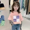 G2166 # Camiseta Elegante de Algodón Puro para Niñas, Estilo Falso Dos Piezas, Camiseta Básica de Manga Larga para Niños Mayores, Nuevo Modelo Otoño 2025.