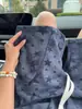 Pantalones Cortos Deportivos de Verano Tendencia Estilo Americano Peso Pesado Cinco Puntos Azul Marino Corte Diagonal Estampado Completo Tie-Dye Estrella para Hombre