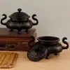 Incensário XuanDe de latão com duas alças, incensário estilo antigo, decoração em artesanato de cobre, incensário de aromaterapia para sala de chá e escritório, incensário para incensos em varetas