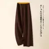 Pantalones de pierna ancha de lana acetato para mujer, pantalones cálidos de cachemira para otoño e invierno, nuevo estilo 2026, pantalones rectos casuales de cintura alta para invierno