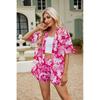 2025 Europa y América Amazon transfronterizo nuevo traje de camisa de manga corta con estampado floral para mujer y shorts de cintura elástica