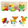 Rompecabezas 3D de animalitos de dibujos animados para bebé, rompecabezas de madera para educación infantil temprana, juguete para armar, desarrollo de la inteligencia, venta al por mayor